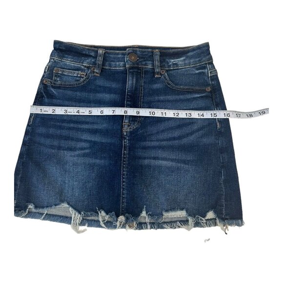 American Eagle Denim Skirt Womens 2 -Hi-Rise Mini N L Stretch Cut Off Distressed - Picture 9 of 11